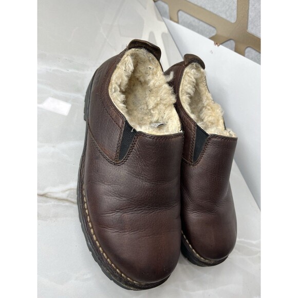 UGG Brown Leather Slip On Winter Shoes Men Sz 8 Fur Wool Shearling Lined 5141 main image 12